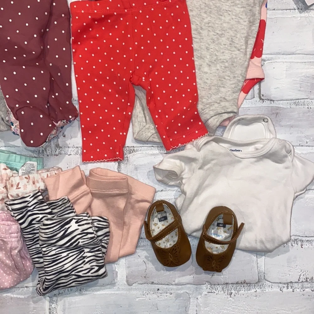Babygirl newborn spring & summer footie pants onesie bundle!!